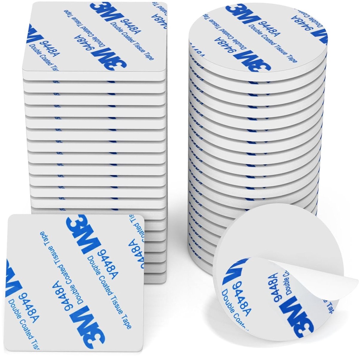 Dubbelzijdige tape - Extra sterke kleefkracht - 40 stuks - 3 mm - Ronde en vierkante kleefpads voor thuis, kantoor, auto en school - Wit