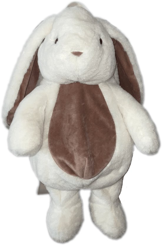 Cute since 1999 - Knuffel rugzak - Witte Konijn Rugzak - Boekentas kleuter - Zachte rugtas meisjes en jongen - 42x25cm