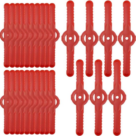Foto: Reservemessen voor grastrimmer 50 stuks kunststof messen universele accessoires in rood