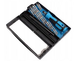 Schroevendraaier met bitset - 22 delig - gereedschapset - soft grip - precisie - schroevendraaier set - Kruis Platte kop - Mini schroevendraaier - Kleine schroevendraaier - Bits Bit Houder set + Pincet - Blauw 22 Delig