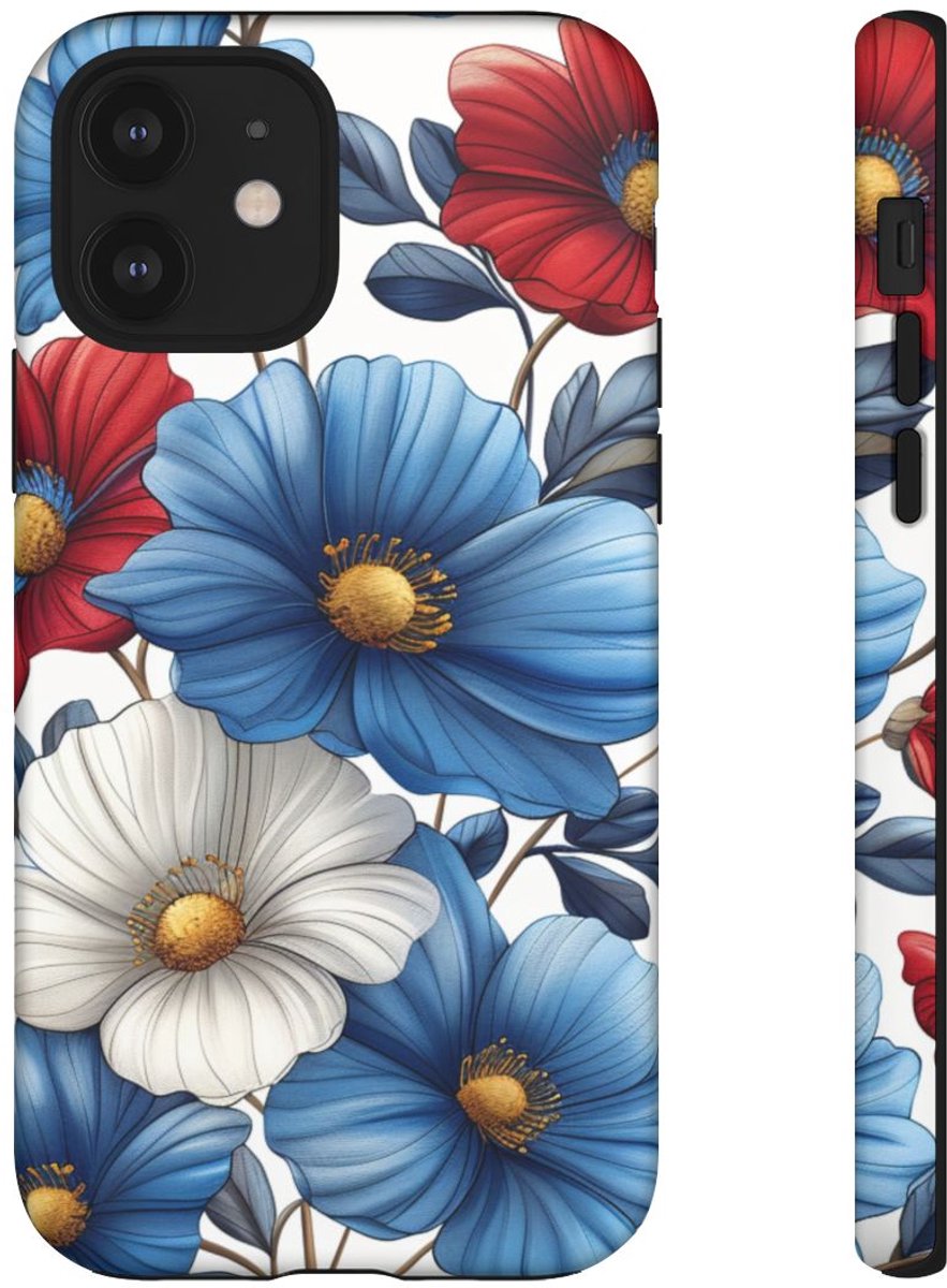 Bloemenpatroon – Mat Hoesje Geschikt voor iPhone 12
