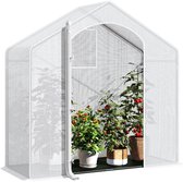 LARMNEE Foliengewächshaus, Gewächshaus, Tomatenhaus Stabil, Tomatengewächshaus mit Regal, Spitzdach, 123 x 95 x 185 cm, für Gemüse, Obst, Blumen, Garten, Balkon, Grün EGN18GH02G1