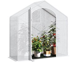 Foliekas Tuinkas - Winterbestendig - PE-folie 135 g/m² - Kweekhuis - Broeikas - Kweekkast voor tomaten & klimplanten - 200x80x200cm Wit