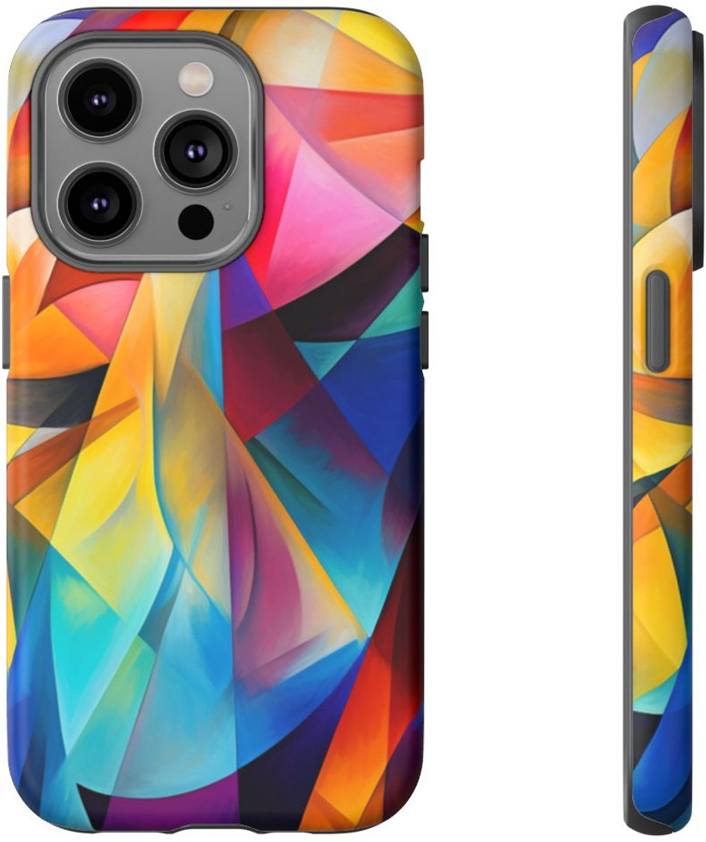Kleurrijke Abstracte Geometrische Kunst – Telefoonhoesje Geschikt voor iPhone 14 Pro