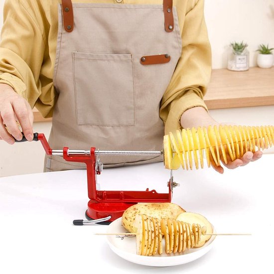 Fruitschiller-ontpitter-en-aardappelsnijder-spiraalsnijder-roestvrij-staal-dunschiller-machine-voor-fruit-aardappelen-tornado-chips — afbeelding 4