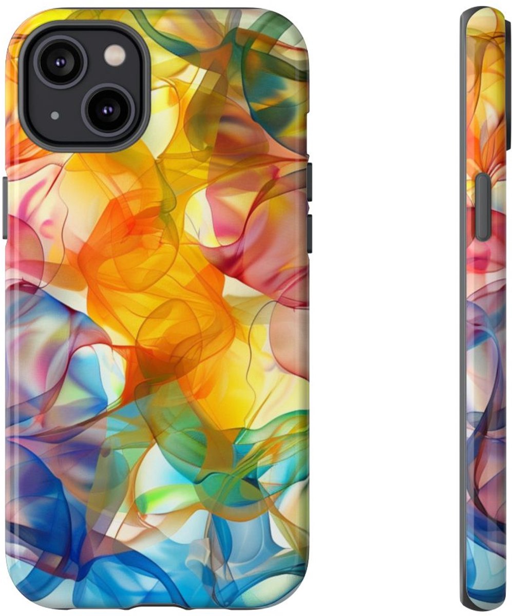 Kleurrijke Abstracte Vloeiende Vormen – Telefoonhoesje Geschikt voor iPhone 14 Plus