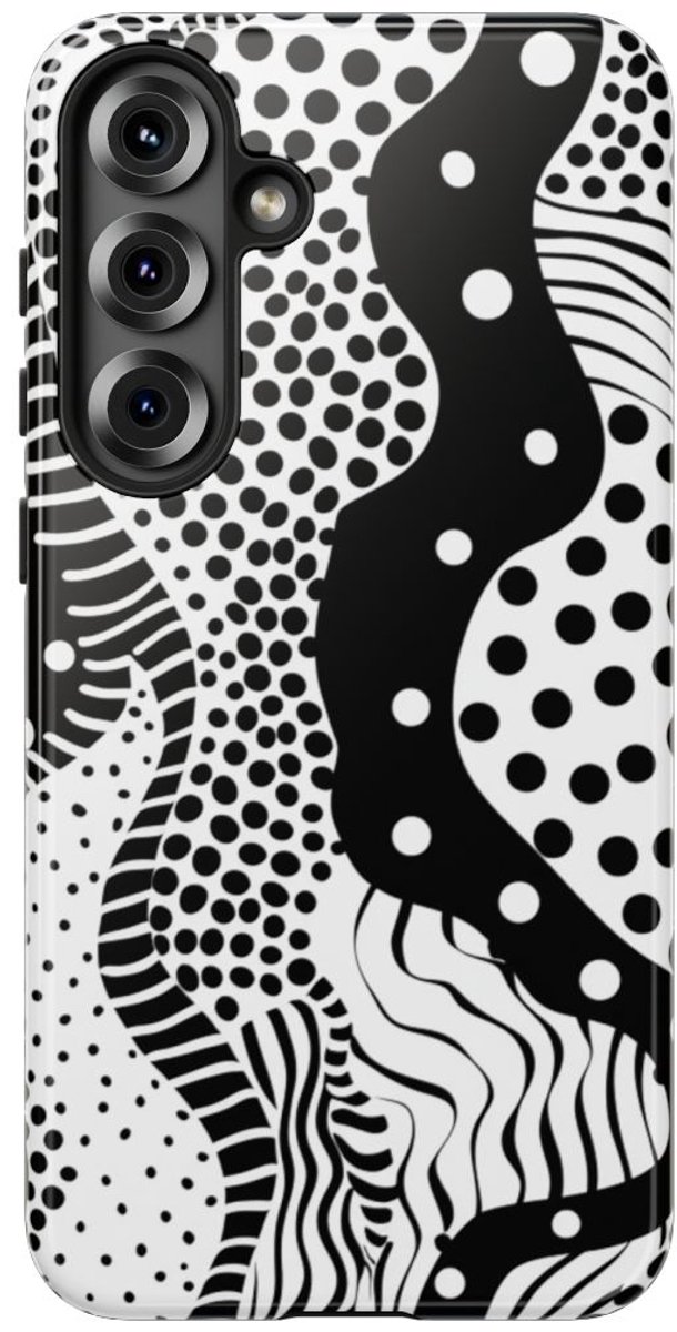 Zwart-Wit Abstract Stippenpatroon – Telefoonhoesje Geschikt voor Samsung Galaxy S25 Plus