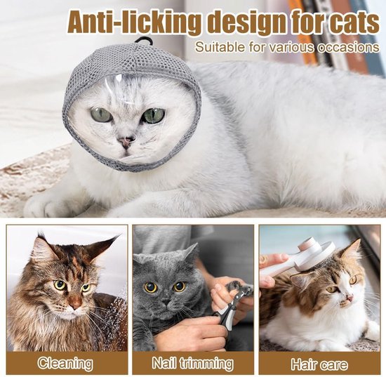 Kattenmuilkorf - anti-bijt - opvouwbaar - verstelbaar - ademend gaas om bijten - kauwen - verzorging te voorkomen - veilig voor huisdieren - comfortabele pasvorm van Simply Natural — afbeelding 3