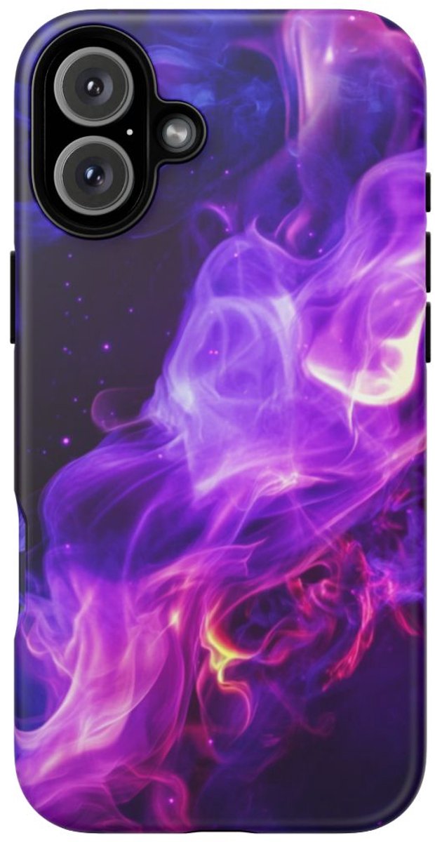 Paarse en Blauwe Abstracte Vlammen – Telefoonhoesje Geschikt voor 16 Plus