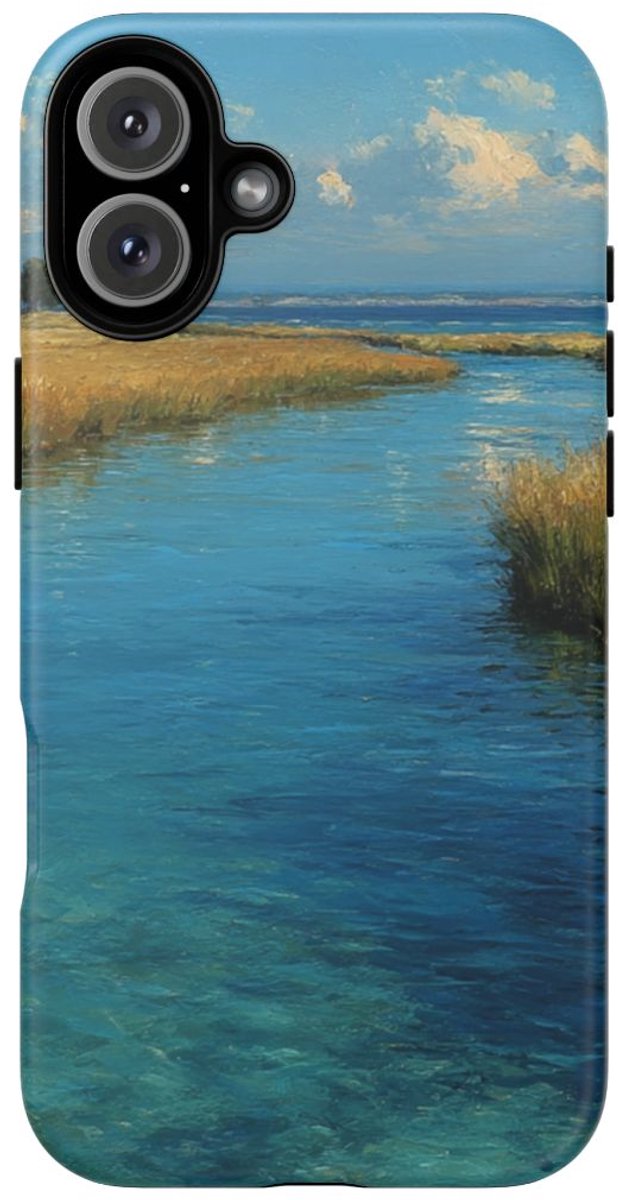Blauwe Lagune Landschap – Telefoonhoesje Geschikt voor 16 Plus