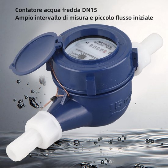 Watermeter - Waterbewegingsmeter - Droge Watermeter - Enkele Beweging Droge Koudwatermeter - Koudwatermeter - Tuin - Huishoudelijke Watermeter - Kunststof - Eenvoudig - DN15 - Waterverbruik - Tuinonderhoud van Merkloos	 — afbeelding 2