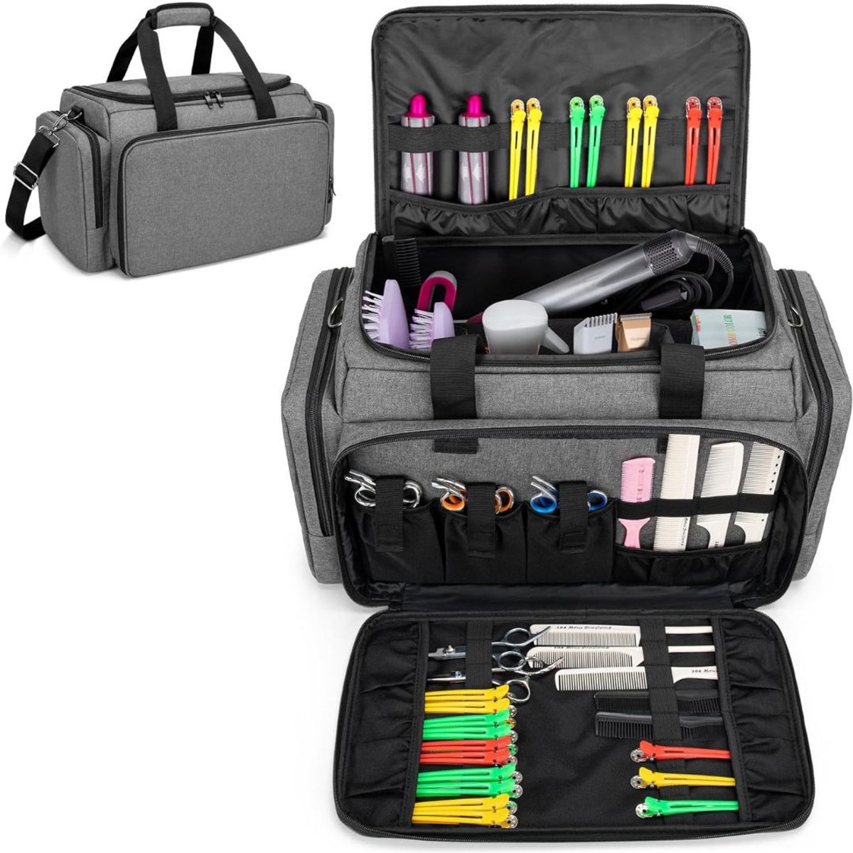 DailySupplies® Kapperskoffer - Kapperstas - Visagie - Cosmetica Organizer - Grijs