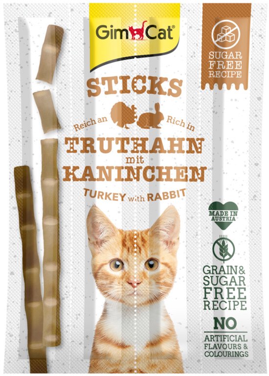 GimCat Sticks Kalkoen & Konijn - 24 x 4 stuks - Voordeelverpakking