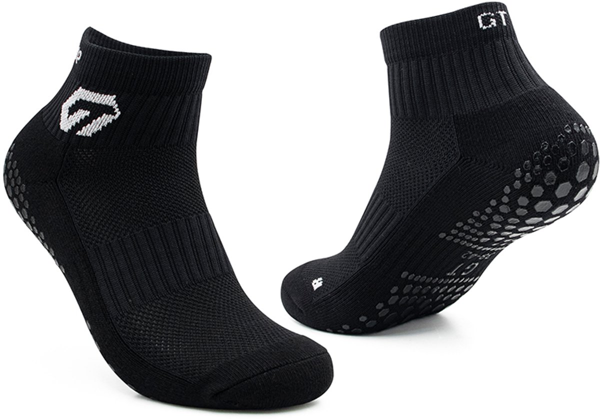 GT Ankle Grip Socks - Enkel Gripsokken - Premium - 1 paar - Zwart - Sportsokken - gripsokken - Padelsokken - Tennissokken - Maat 38-42