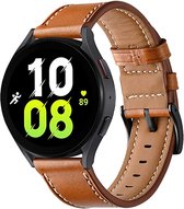 Stravo Leren Bandje 20mm - Geschikt voor Samsung Galaxy Watch 7 (40 & 44mm) / 6 (Classic) / 5 / 5 Pro / 4 / 4 Classic / FE - Leather Horlogebandje van Echt Leer voor Garmin Vivoactive 5 3 - Forerunner 245 - Venu SQ 2 - Vivomove - Huawei - Bruin
