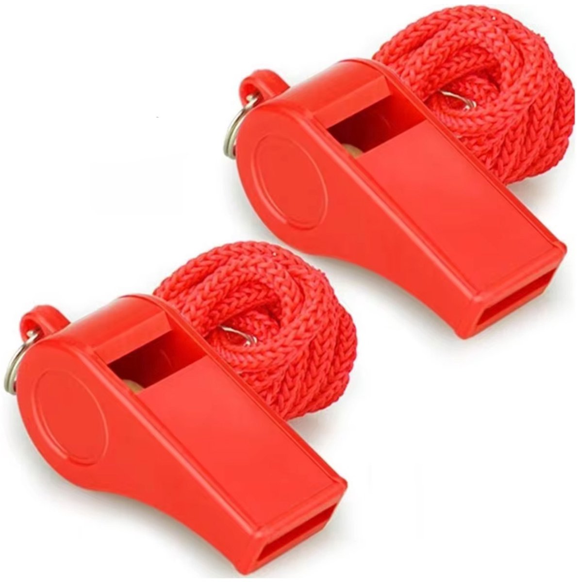 Rood Fluitje - Scheidsrechter fluitje - Wedstrijd fluiten - Fluitjes aan koord - Rode fluit - Plastic - Whistle - 2 stuks - Met koordje - CHPN