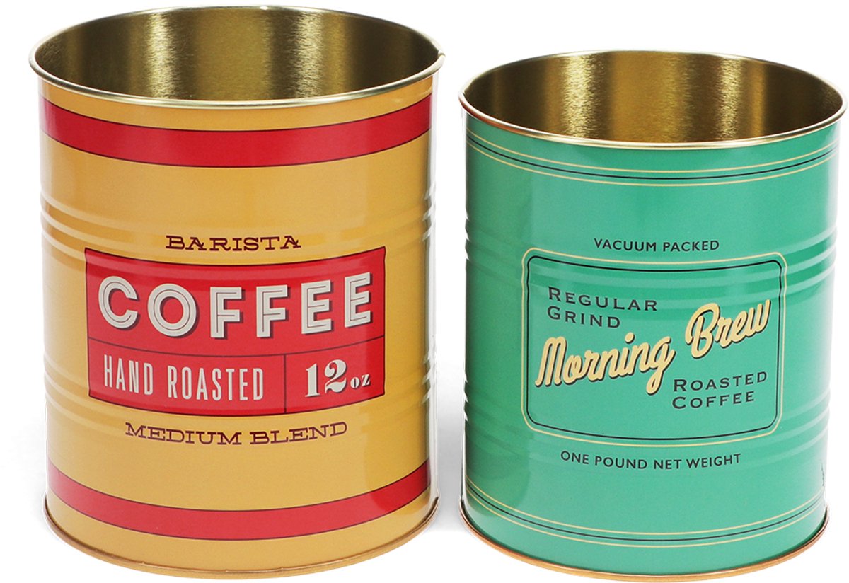 Rex London Retro Storage Tins- Bewaarblikken Medium - Vintage Coffee - Geel/Groen