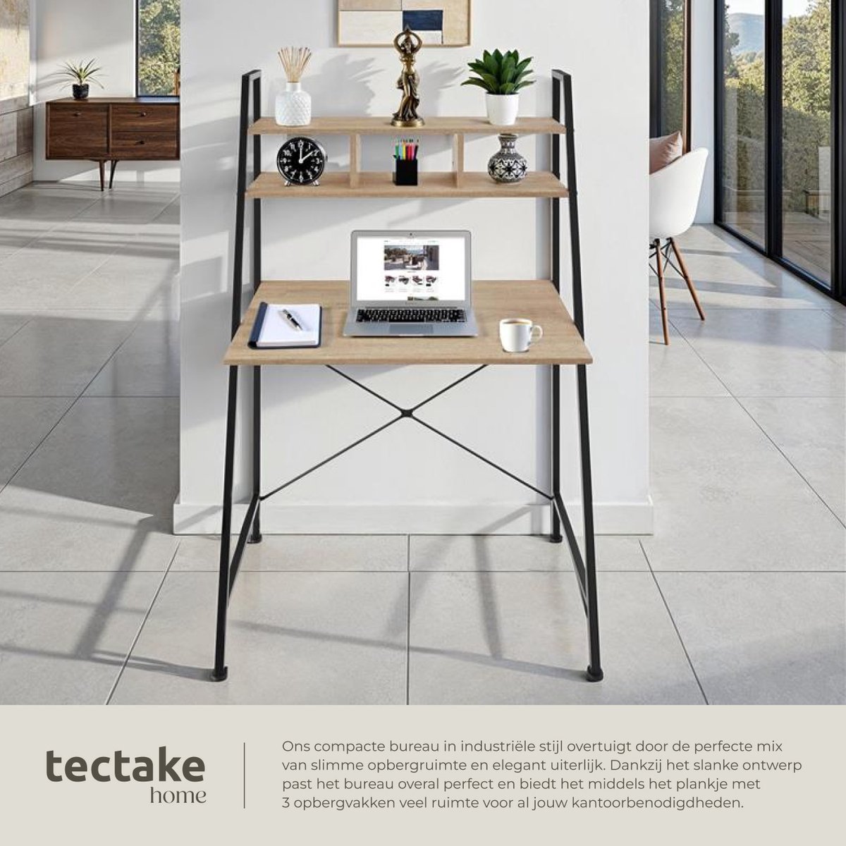 Tectake tectake Bureau met Planken - afbeelding 2