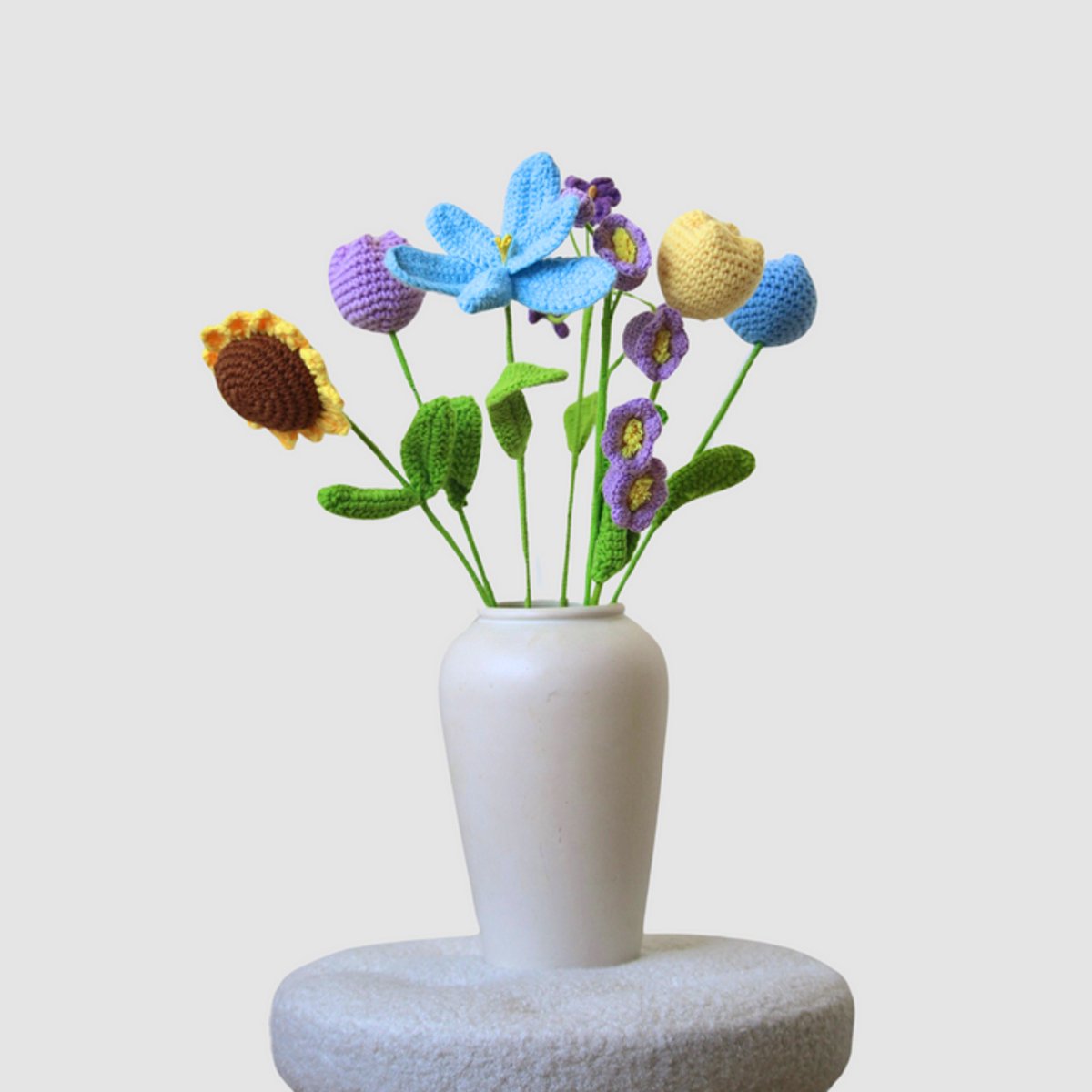 Woolbloom - kunstbloemen - Gehaakte Bloemenboeket - Lenteboeket - interieurdecoratie - onderhoudsvrij