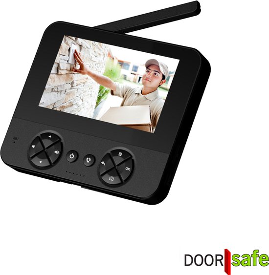 Doorsafe 4450 - Draadloze camera deurbel - 4.3″ Scherm - Draadloos, standaard bereik - Deurbel op uitneembare en oplaadbare 3600mAh accu - Laag resolutie beeld - Duplex audio - Met monitoring - 16Gb SD-kaart van Doorsafe — afbeelding 2