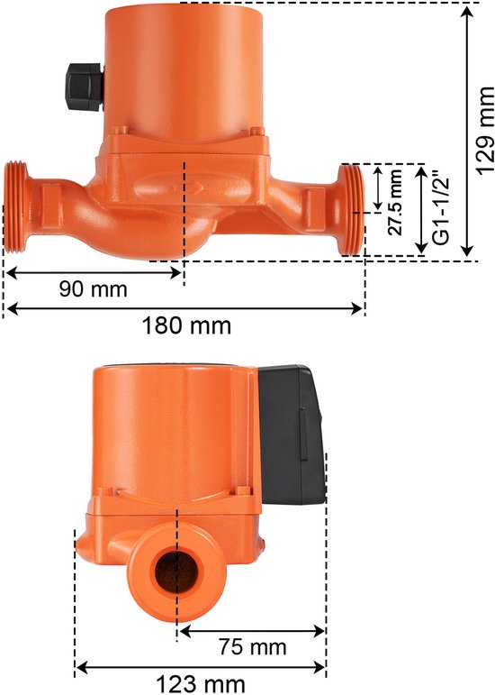LPS25-6S-180 Circulatiepomp - 220 V, 92 W, 60 L/min, Warmwaterpomp, 1-1/2 Inch NPT Schroefdraad, 3-Snelheden Pomp, Stille werking voor Warmwater Systeem in Huis van Merkloos — afbeelding 3