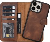 Lykke iPhone 15 Pro Max Hoesje – Echt Leren Wallet Case met MagSafe – Uitneembare Backcover – Bruin