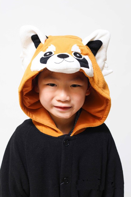 Combinaison KIMU Panda Rouge Raton Laveur - Taille 110-116 - Costume Raton Laveur Marron - Combinaison Pyjama Enfant Combinaison Combinaison Polaire Festival