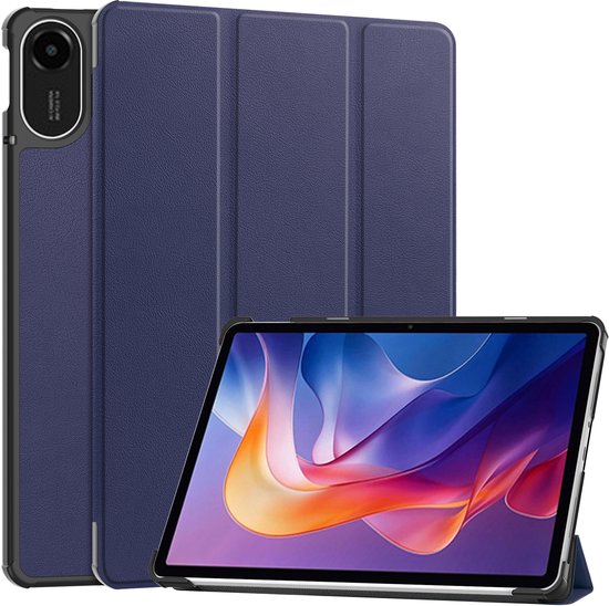 Hoozey - Étui pour tablette Xiaomi Redmi Pad 2 - 11 pouces - Étui à trois volets - Fonction veille/ Sleep automatique - Blauw foncé