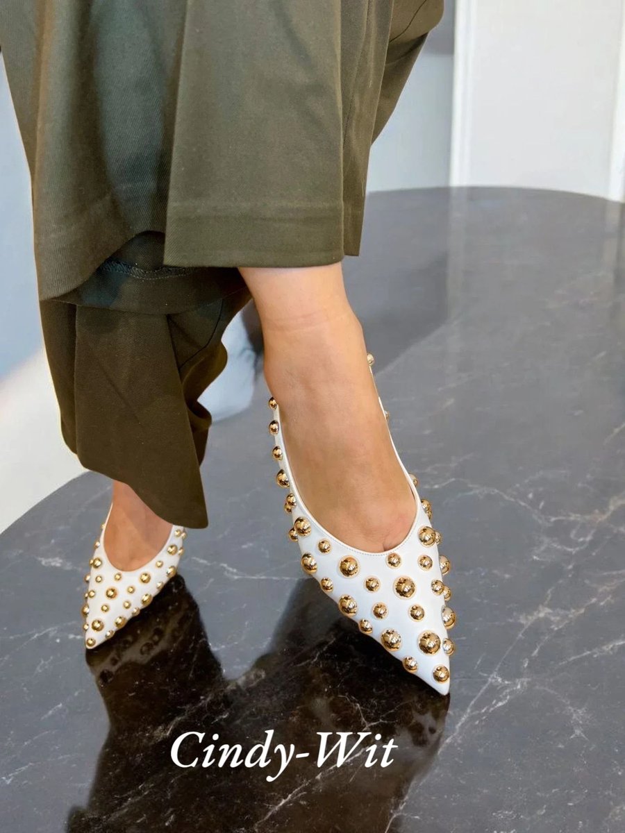 Barla Shoes - Cindy - Slingbacks met Studs - Wit