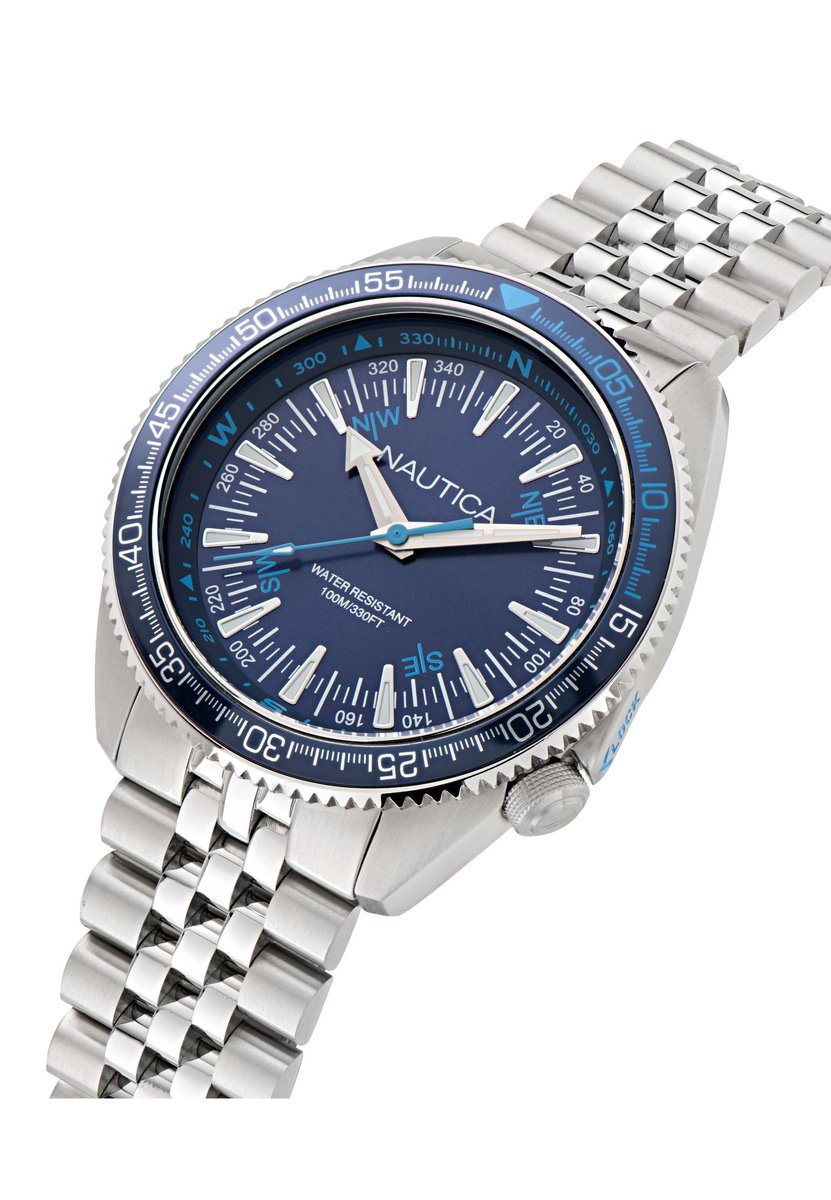 Nautica Nautica Vintage Quartz Analog Zilverkleur En Blauw Case: 100% Stainless Steel , Armband: 100% Stainless Steel 44 mm NAPNVF301