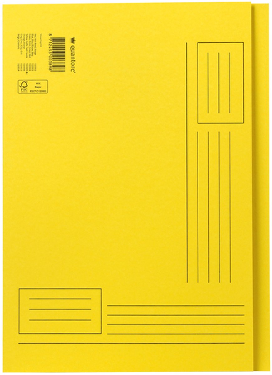 Vouwmap quantore a4 ongelijke zijde 320gr geel | 10 stuks