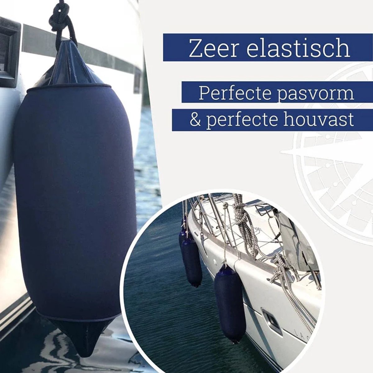 Fenderhoes 5 meter - Op maat te knippen - Navy - Maat M - ⌀ 22-27 centimeter