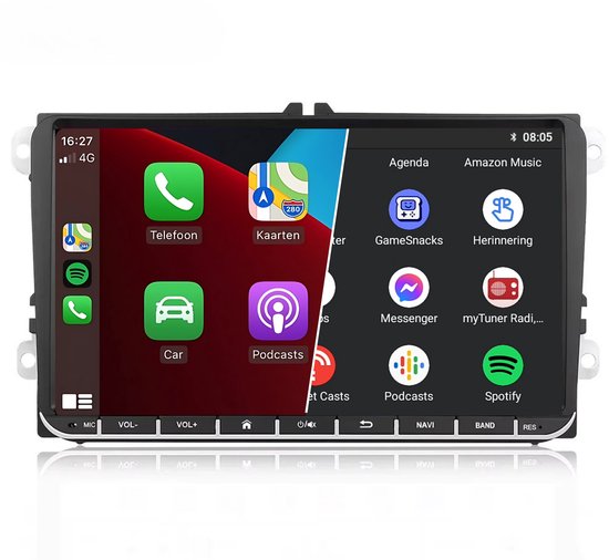 Carplay autoradio voor Volkswagen Polo T5 Passat Tiguan Touran Golf 5 6 | 2003 t/m 2020 | 9 INCH | Draadloos Apple Carplay en Android Auto | 2GB + 64GB | 4-Core | Denago | 2025 model | Bluetooth & Wifi