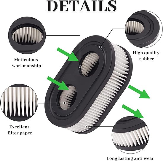 Luchtfilter voor grasmaaiers - 2 stuks Luchtfilters met Luchtfilterdeksel voor Briggs and Stratton798452 593260 - Grasmaaier Luchtfilter Cleaner Cartridge Vervangen Onderdelen van Merkloos	 — afbeelding 4