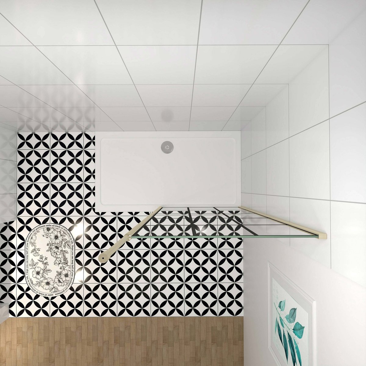 Aica Stabilisatiestang 200 cm douchewand,voor glasdikte 6-10mm.(goud)