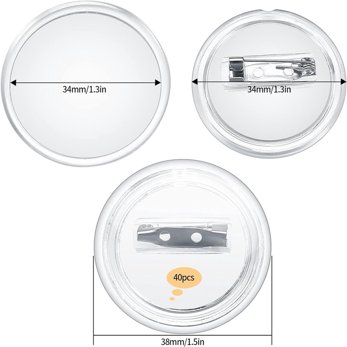 20 Stuks DIY Buttons Zelf Maken 44 Mm - Transparante Doe-het-zelf Buttonset Zonder Machine