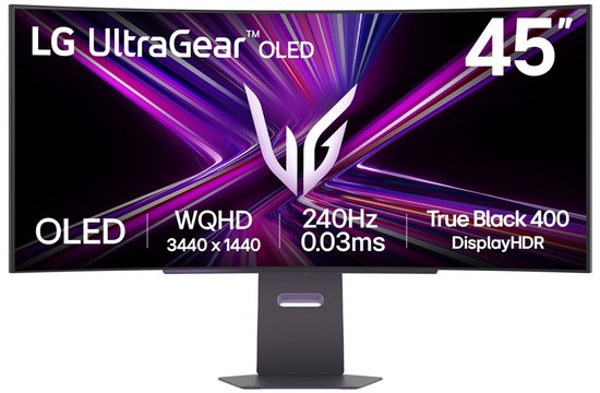 LG UtraGear 45GX900A-B - Curved OLED WQHD Gaming Monitor - 240Hz - USB-C 65W - 45 inch