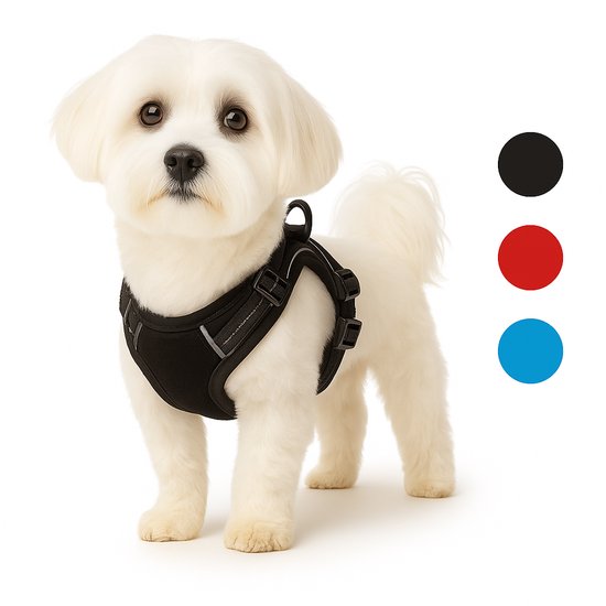 Harnas hond – honden tuigje – harnas hond anti trek – hondentuigjes – hondentuig anti trek – Flamingo Balou – zwart – maat S – A:31-55cm B:40-55cm
