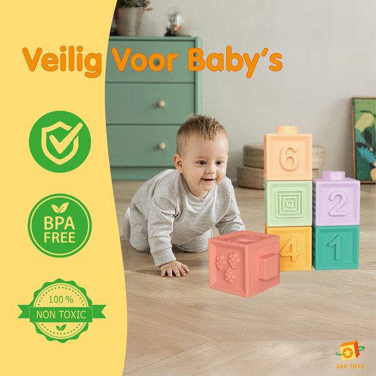 360 Toys® - Baby Speelgoed 6 maanden - 4 in 1 set - Speelgoed 1 Jaar - Stapelstenen - Bijtketting - Trekkoord Baby - Vormenstoof - 0 tot 4 jaar - Babyspeelgoed 0 Jaar - Montessori Speelgoed - Baby Speelgoed van 360 Toys — afbeelding 2