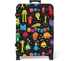 NoBoringSuitcases.com NoBoringSuitcases.com® - Koffer groot - Reiskoffer lichtgewicht - Monster - Kleuren - Kinderen - Ruimte - Rolkoffer met 4 wielen - 98 liter bagage