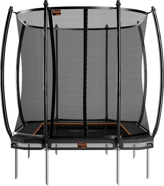 Avyna InGround Trampoline 305x225 cm – Rechthoekig – Zwart – Inclusief Veiligheidsnet – Compact Model – Kwaliteitstrampoline