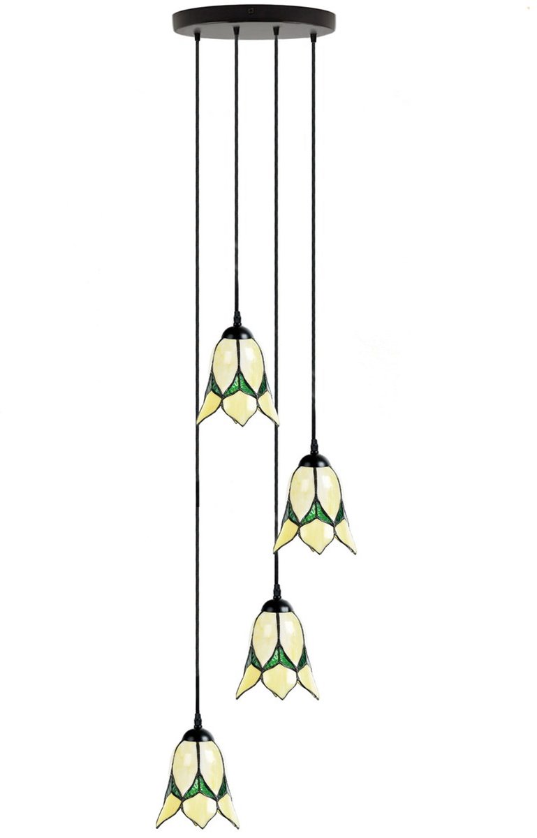 Tiffany Kroonluchter Lovely Flower Yellow 4 - Art Deco Trade