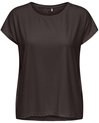 Donkerbruin, kort mouwen t-shirt met ronde hals en kleine logo-print op de borst.
