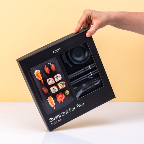 MikaMax Sushi Set for Two - Zwarte vaatwasbestendige 2-persoons Sushi Serveerset van Leisteen — afbeelding 3