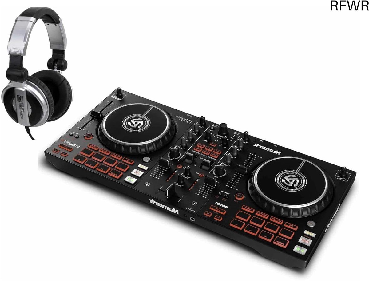 RFWR® 2-deck DJ-controller met effectpeddels en hoofdtelefoon voor Serato DJ