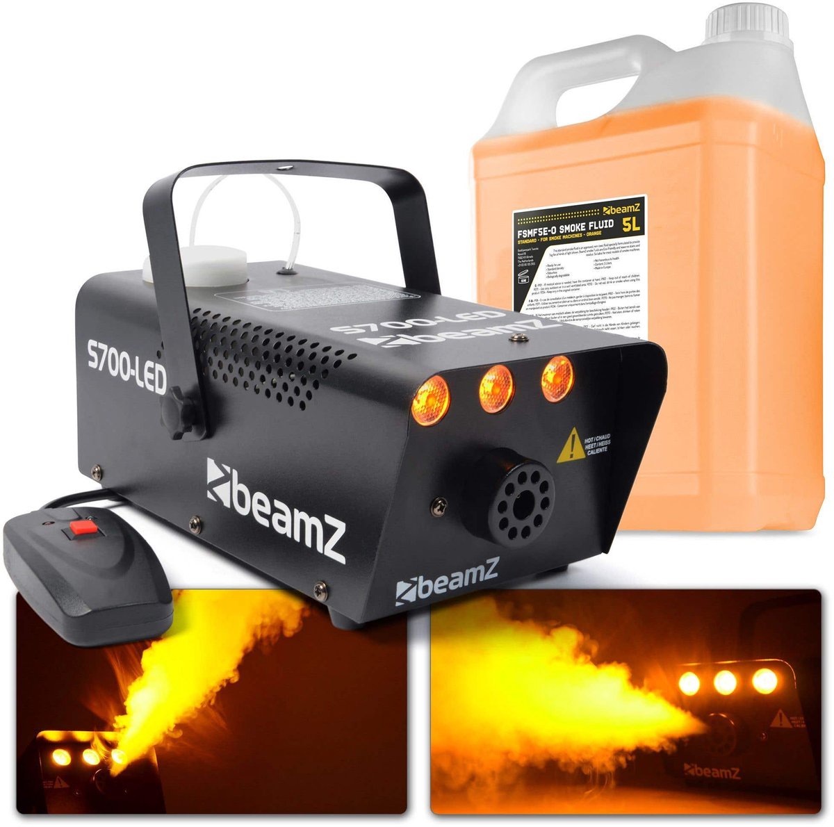 Rookmachine - BeamZ S700-LED met vlameffect en ruim 5L rookvloeistof
