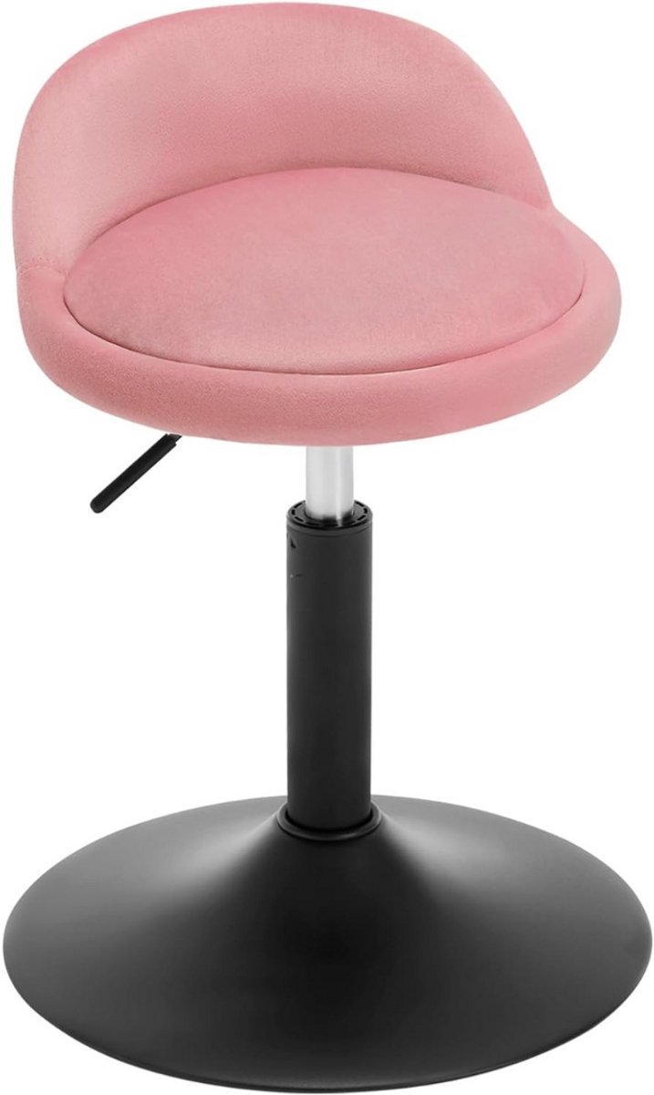 Thuys – Kaptafel Stoel – Make Up Kruk – Krukje – 43cm x 39cm x 86cm – Roze & Zwart