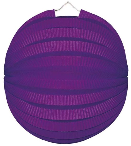 Party lampion van papier - 4x - ronde vorm - paars - dia 22 cm - versiering - niet brandvertragend — afbeelding 2