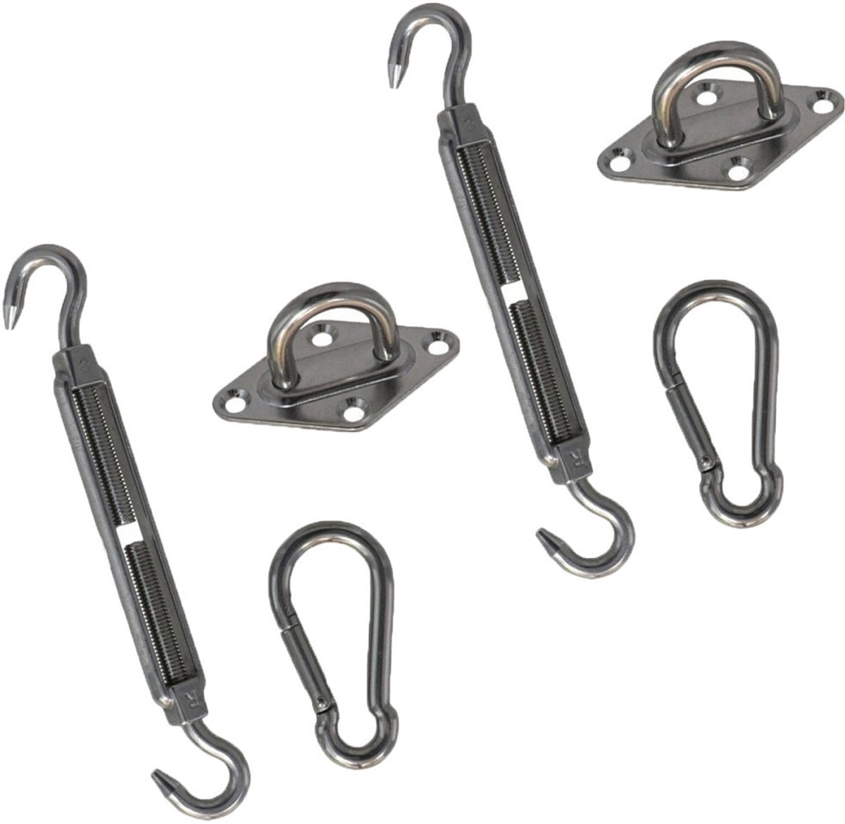 Gerimport Schaduwdoek ophangaccessoires set - 6-delig - luifel/hangmat bevestiging - Schaduwdoek accessoires