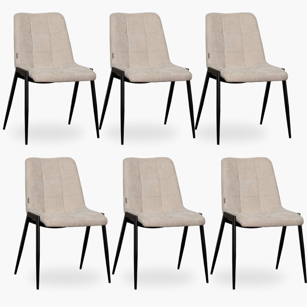 6x Eetkamerstoel Isa - Beige Velvet - Set van 6 - Naturel